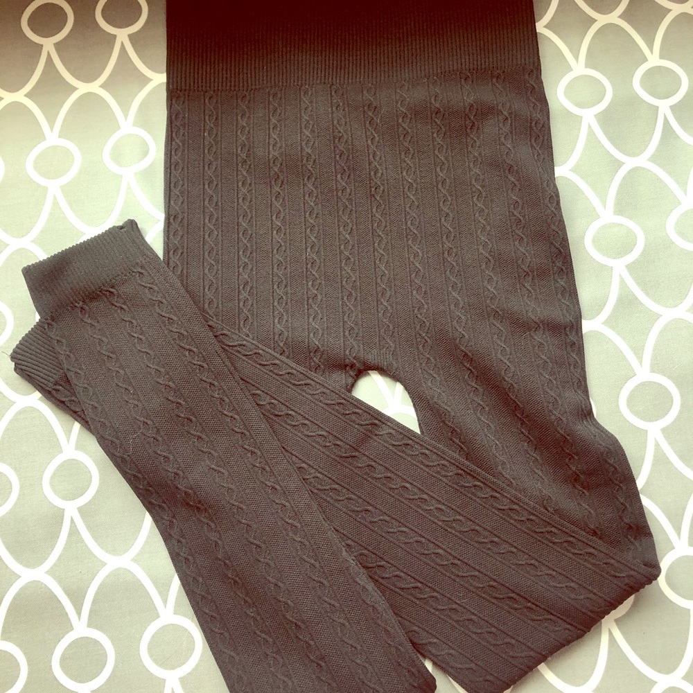 Black sweater leggings, one size